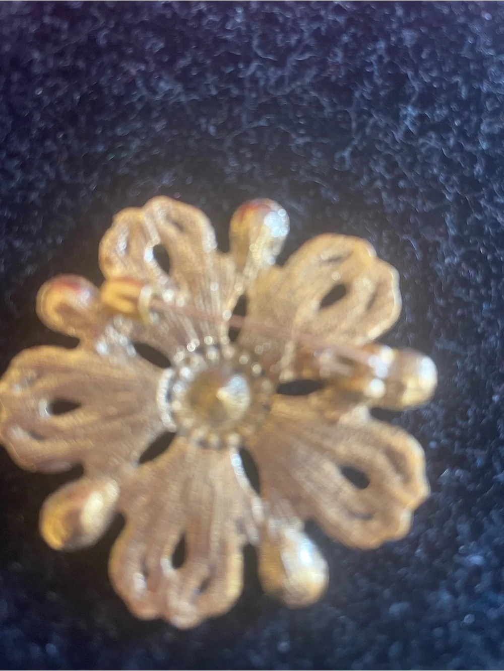 Gold-Tone Floral Brooch with Red and Green Stones